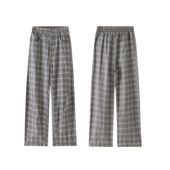 Women High-waisted wide checkered Culotte pants with crease Mune Fashion