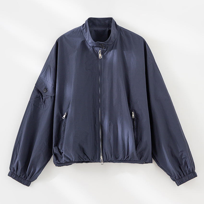 Women's short technical bomber jacket in oversized style with sleeve pocket and two-way zipper Mune Fashion