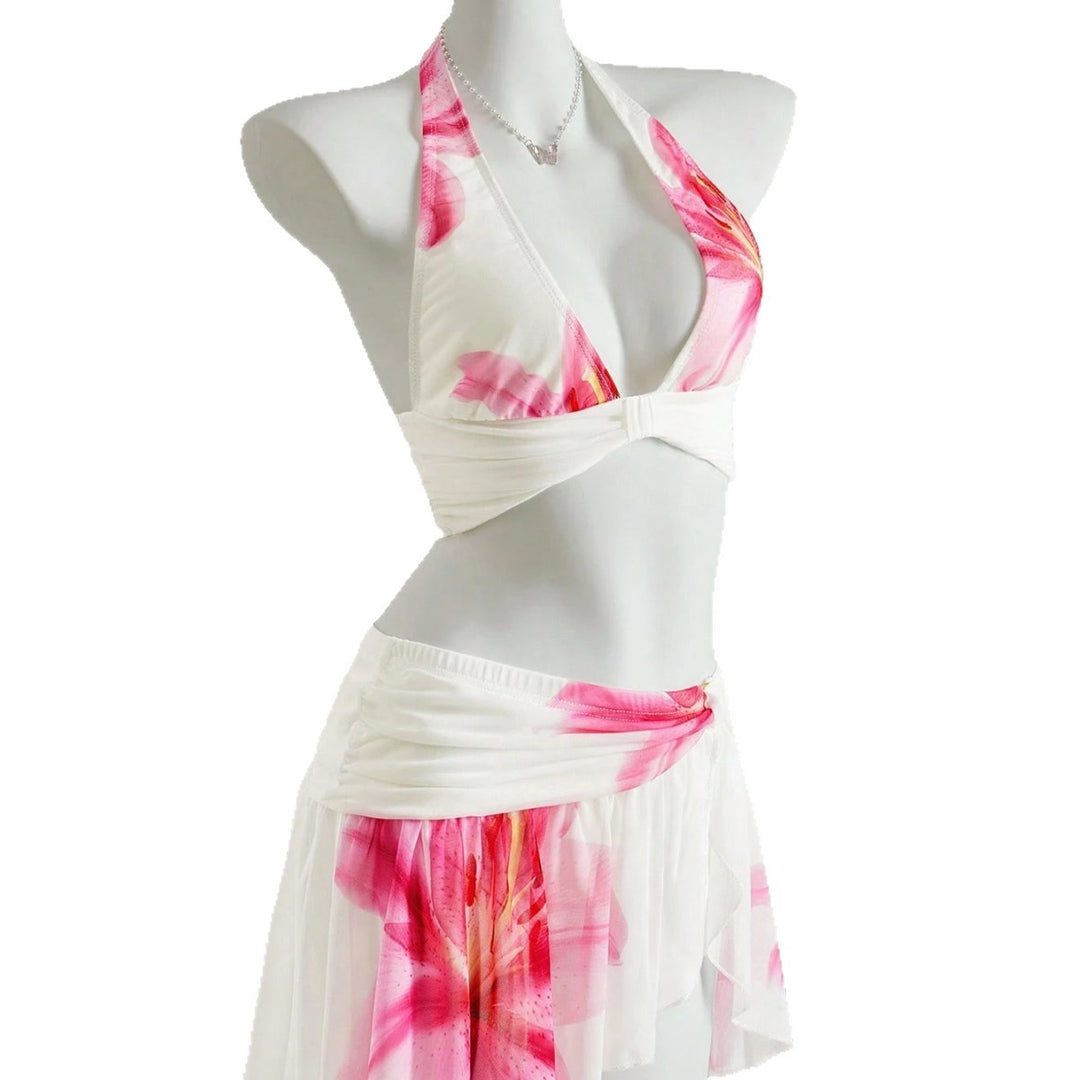 Women's swimsuit with floral wrap skirt Mune Fashion