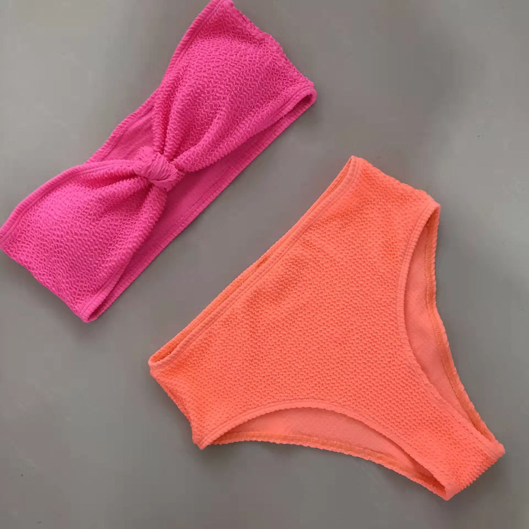 Women's bandeau bikini set with knot-free top and comfortable bottoms Mune Fashion