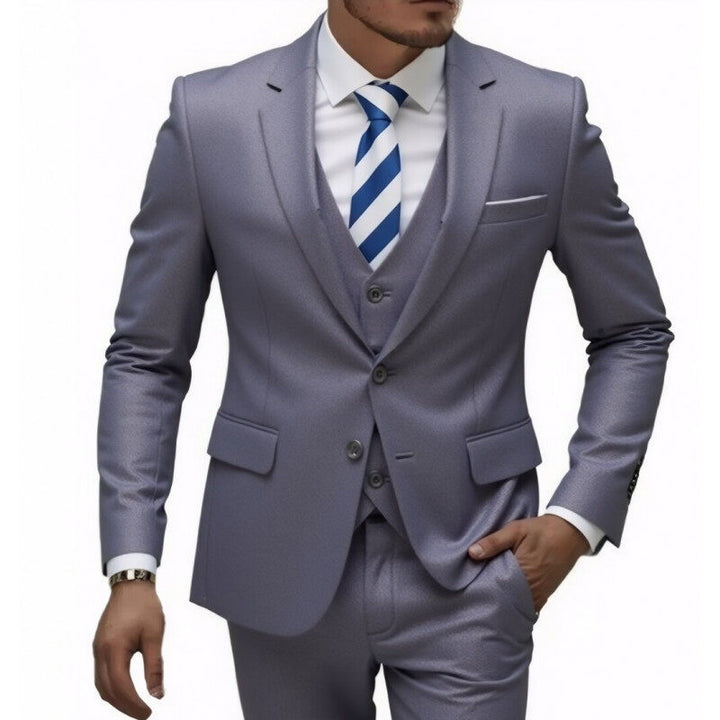 Men's three-piece Slim-Fit suit set with vest, slim lapel and tailored silhouette Mune Fashion