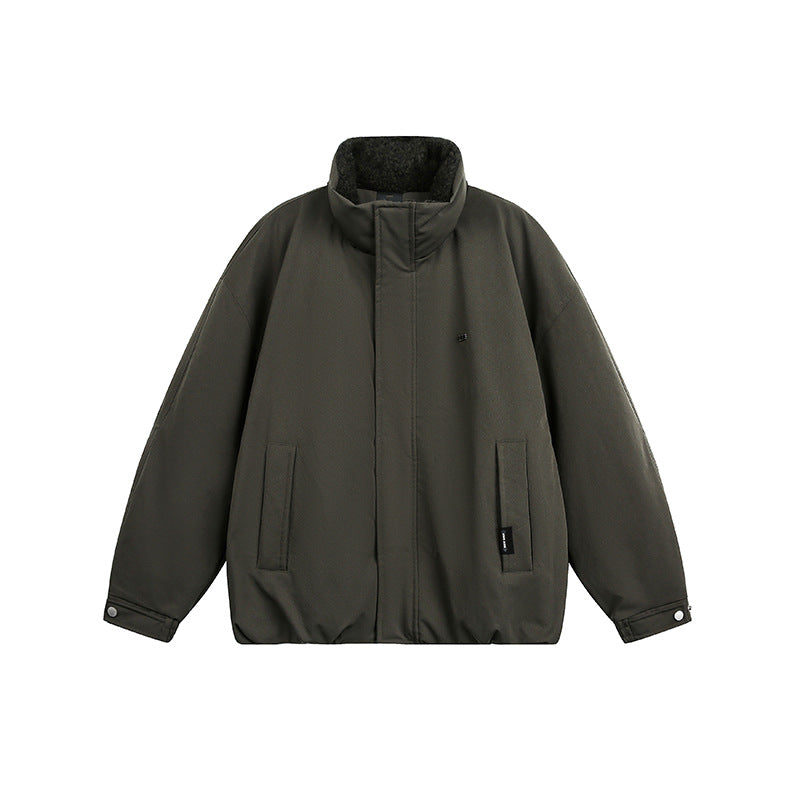 Men's Oversize Quilted Jacket with High Collar and Teddy Lining Mune Fashion
