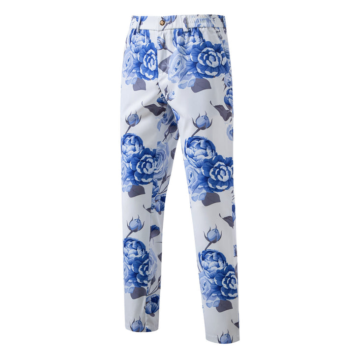 Ladies two-piece suit set with floral all-over print look, tailored blazer and slim trousers Mune Fashion
