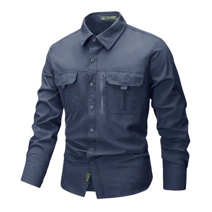 Men's robust trekking shirt with reinforced breast pockets and breathable material Mune Fashion