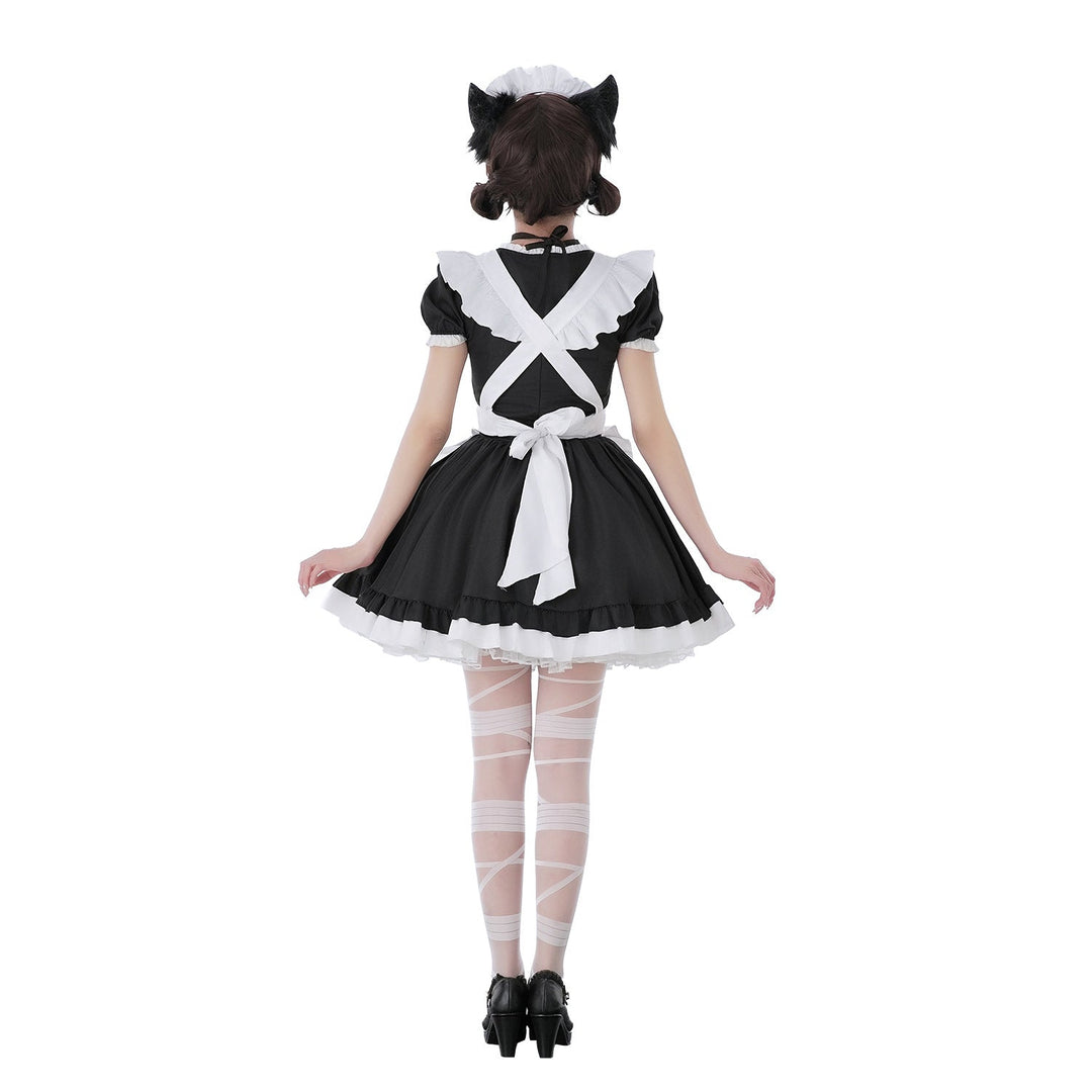 Women's playful maid dress with ruffle details and decorated apron dress Mune Fashion