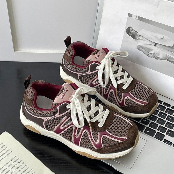 Women's Breathable Retro Running Sneakers with Mesh Upper and Rubber Sole Mune Fashion