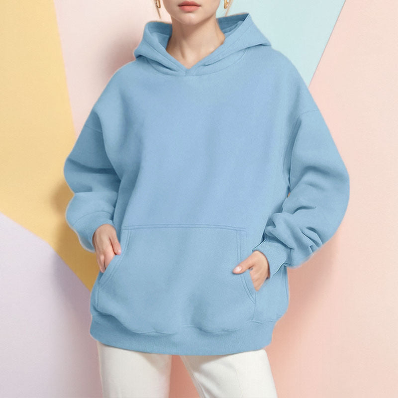Ladies extra-long oversized hooded sweatshirt with kangaroo pocket, soft fleece lining, and drop shoulder Mune Fashion