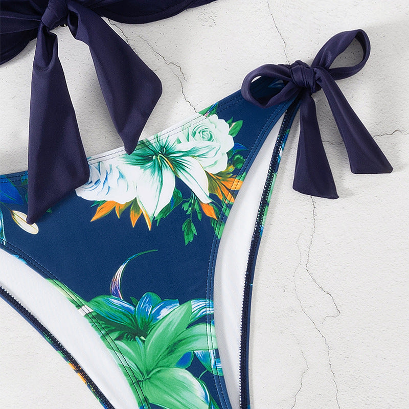 Ladies Bikini Set with stylish ties and floral design Mune Fashion