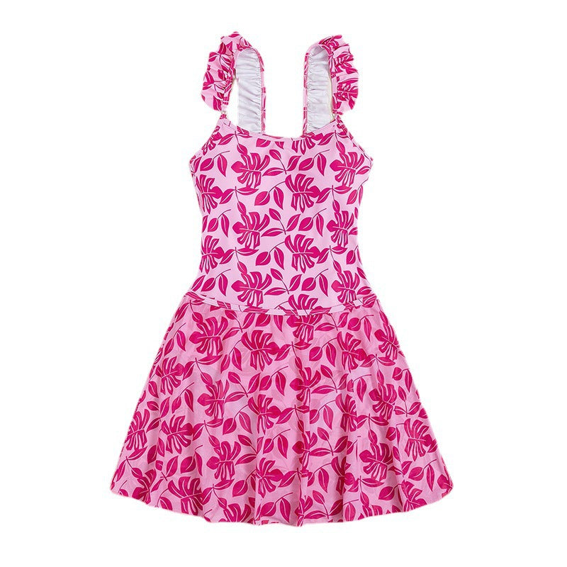 Women One-Piece Swimsuit with Ruffle Details and Floral Pattern Mune Fashion