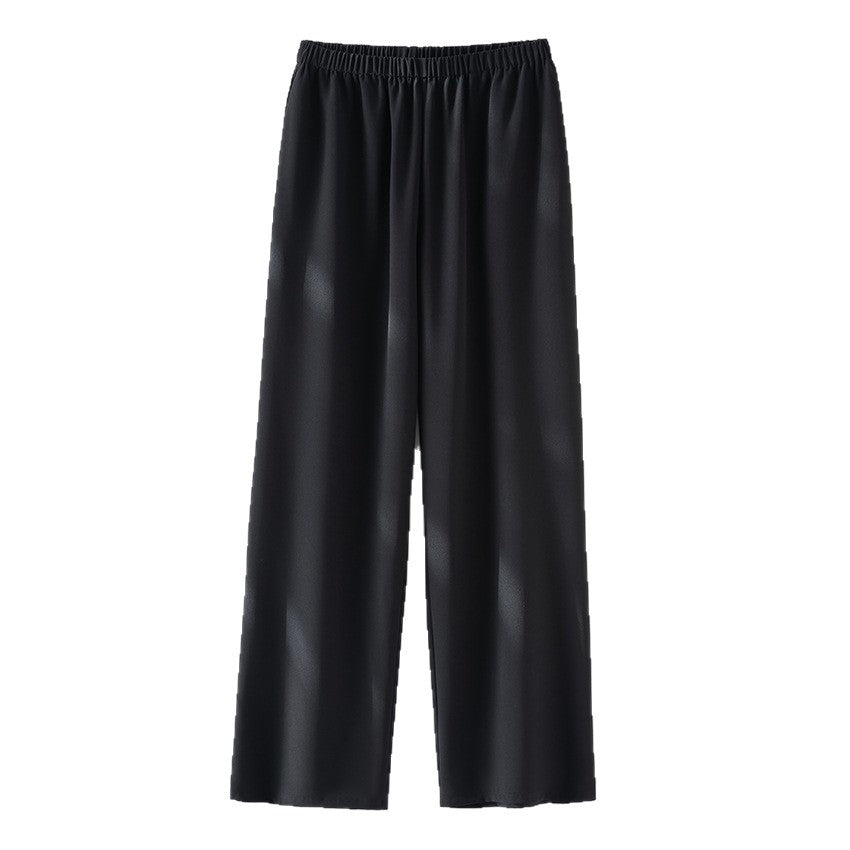 Women's Wide Satin Pants with Comfort Waistband and Flowing Silhouette Mune Fashion