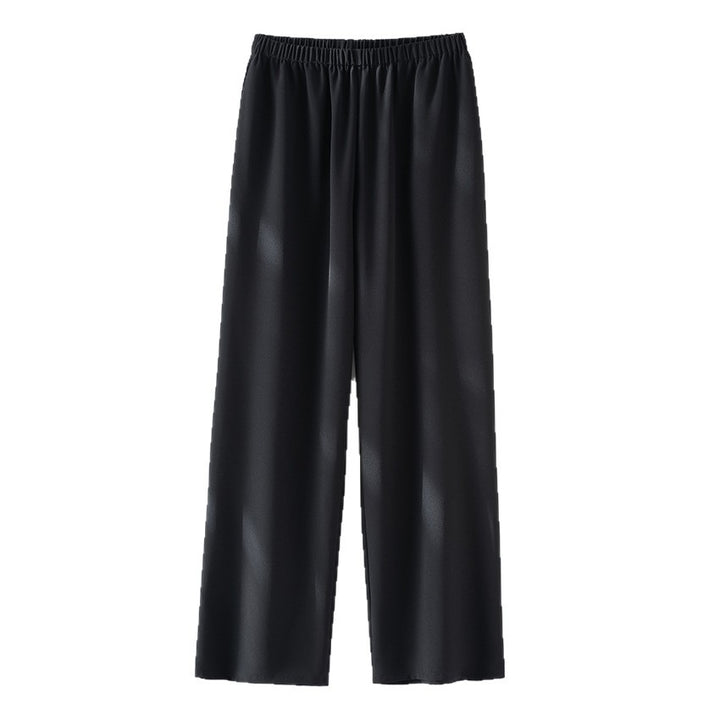 Women's Wide Satin Pants with Comfort Waistband and Flowing Silhouette Mune Fashion
