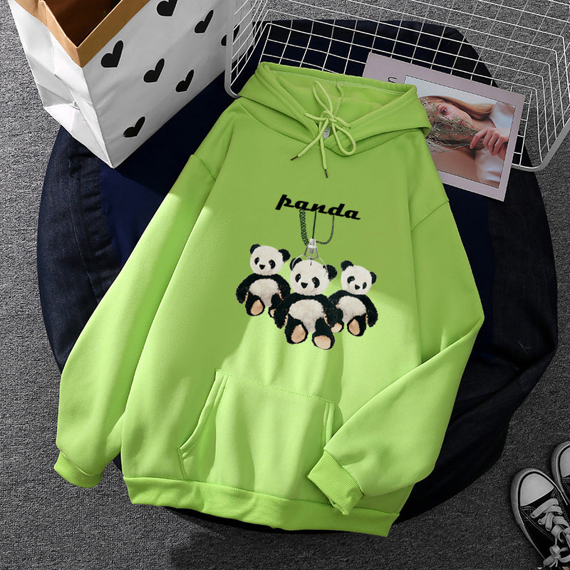 Women's oversized hoodie with plush panda appliqué and kangaroo pocket Mune Fashion