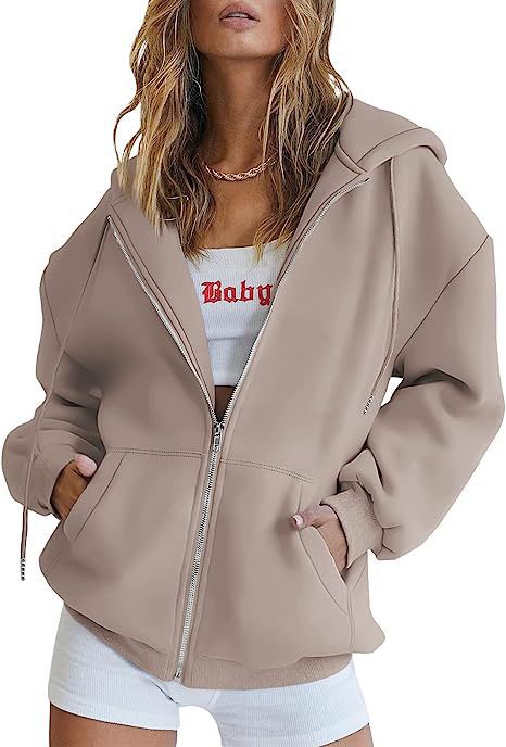 Women oversized hoodie jacket with full zip and kangaroo pockets Mune Fashion