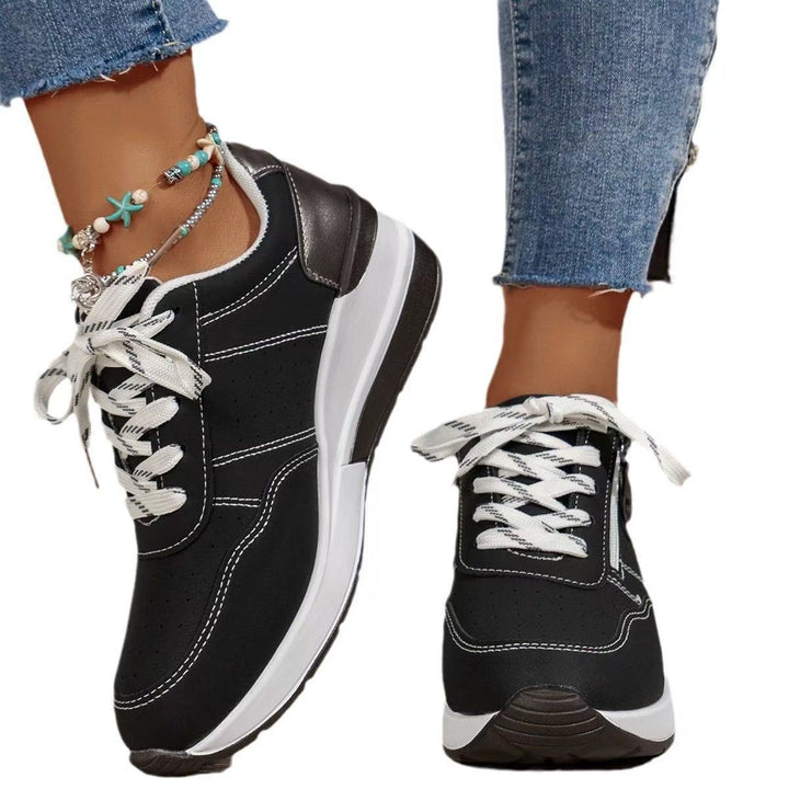 Women's wedge sneakers with side zipper and perforated upper material Mune Fashion