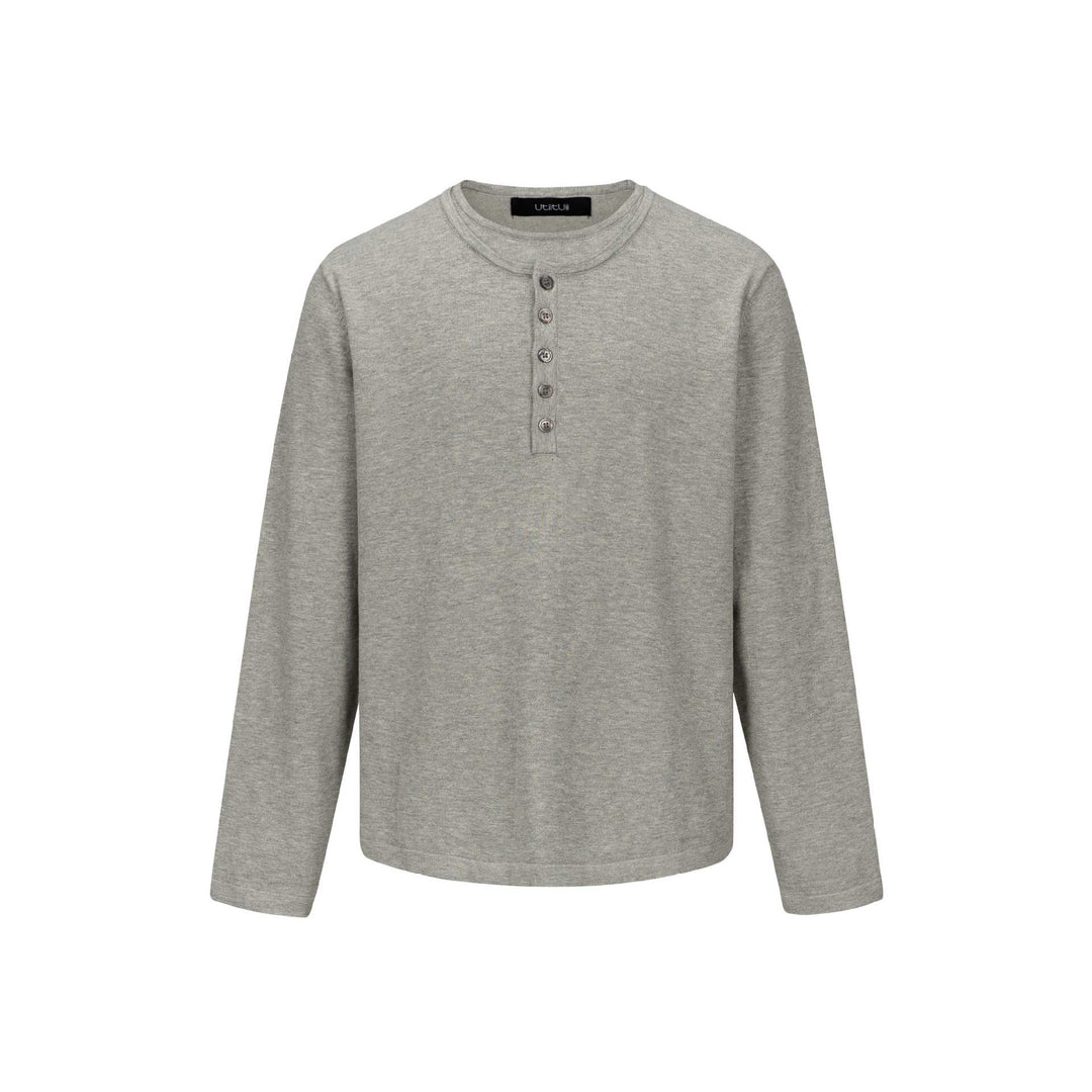 Unisex Minimalist Henley Long Sleeve Shirt made of Thermal Jersey with Button Placket Mune Fashion