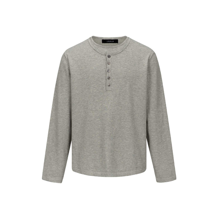 Unisex Minimalist Henley Long Sleeve Shirt made of Thermal Jersey with Button Placket Mune Fashion