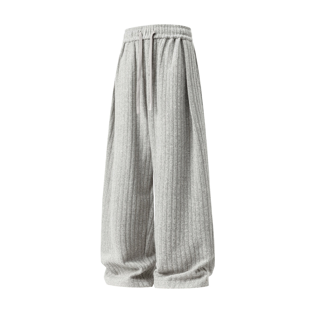 Women Wide Ribbed Lounge Pants with High Waist and Drawstring Mune Fashion