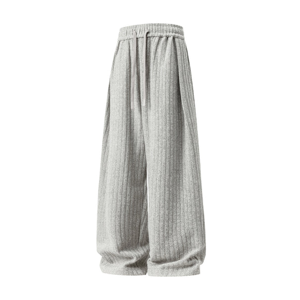Women Wide Ribbed Lounge Pants with High Waist and Drawstring Mune Fashion