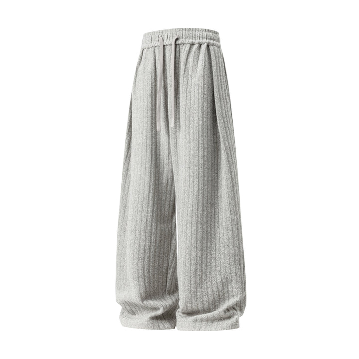 Women Wide Ribbed Lounge Pants with High Waist and Drawstring Mune Fashion