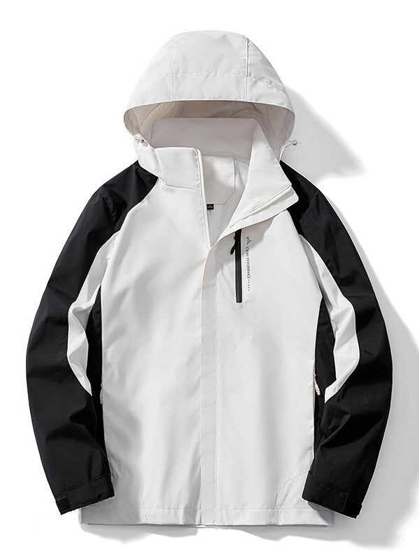 Women Lightweight Two-Colored Softshell Jacket with Hood, Breathable Mesh Lining and Chest Zipper Mune Fashion