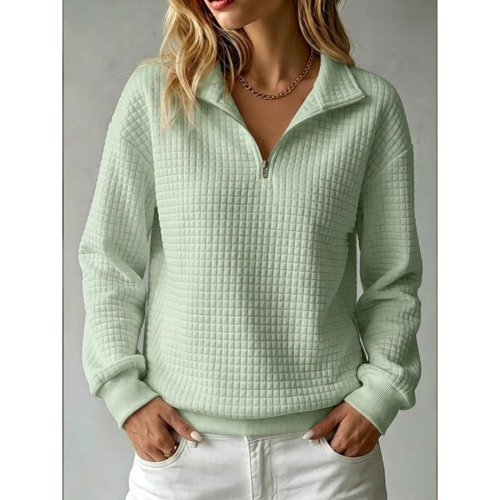 Women’s quilted sweatshirt with half zipper and tile structure Mune Fashion