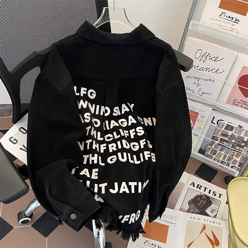 Women's Urban Oversized Jacket with Creative Lettering Mune Fashion
