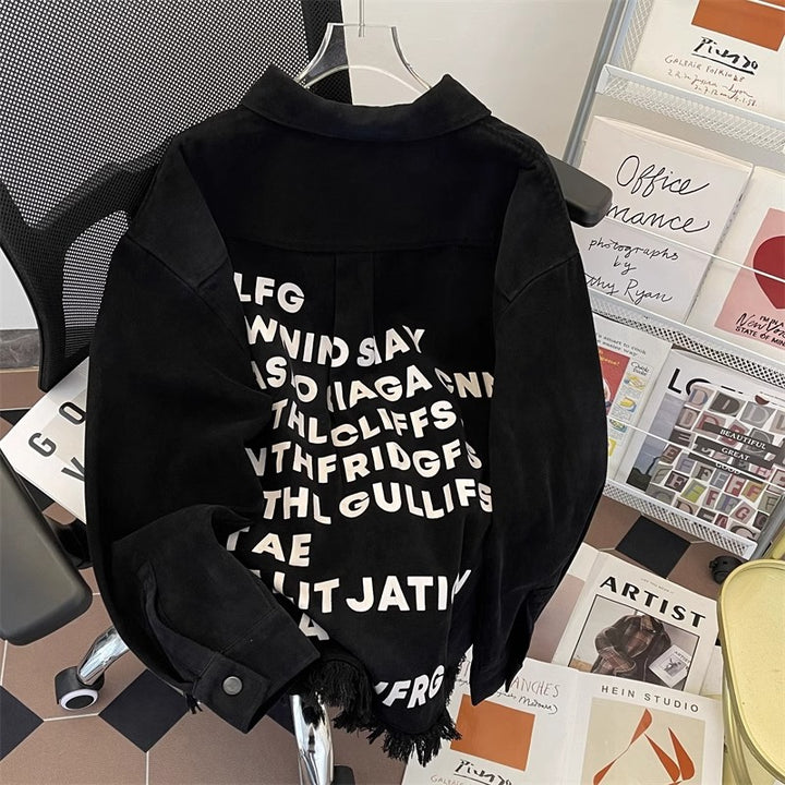 Women's Urban Oversized Jacket with Creative Lettering Mune Fashion