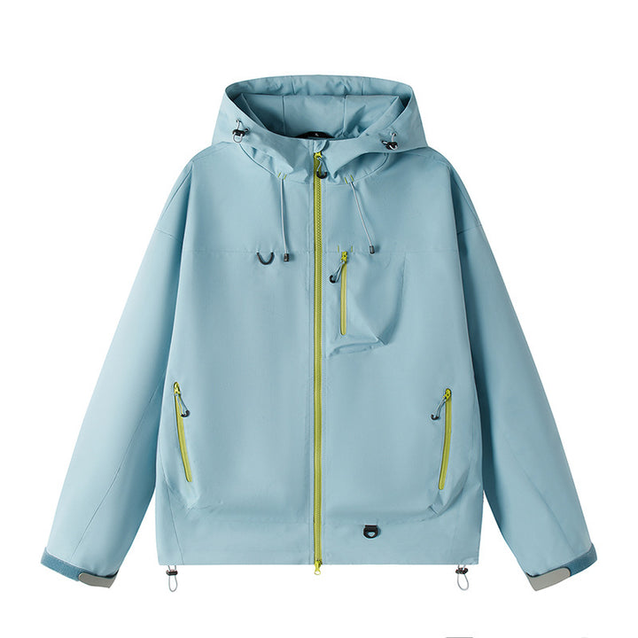Men's Lightweight Tech Softshell Jacket with Hood, Adjustable Hem and Contrast Zippers Mune Fashion