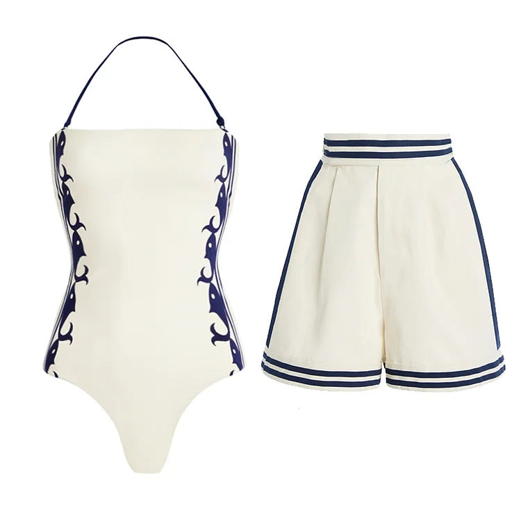 Women's one-piece swimsuit with sophisticated cut-out and decorative bows Mune Fashion