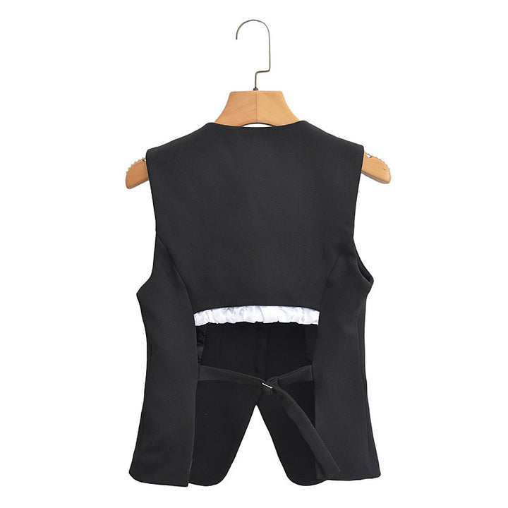 Women's Tailored Business Vest with V-Neck and Button Placket Mune Fashion
