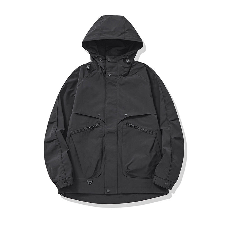 Unisex Technical Utility Field Jacket with Hood and Multiple Zipper Pockets Mune Fashion