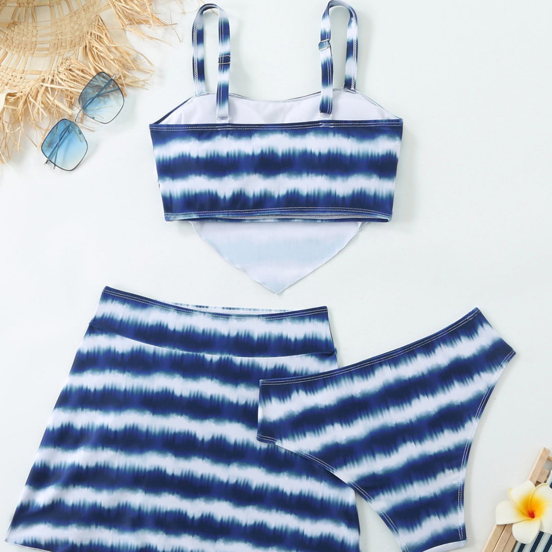 Women's Triangle Bikini Set with Asymmetrical Skirt and Classic Cut Mune Fashion
