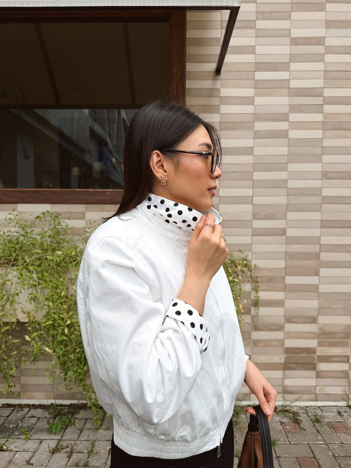Women's lightweight bomber jacket with stand-up collar and dotted lining Mune Fashion