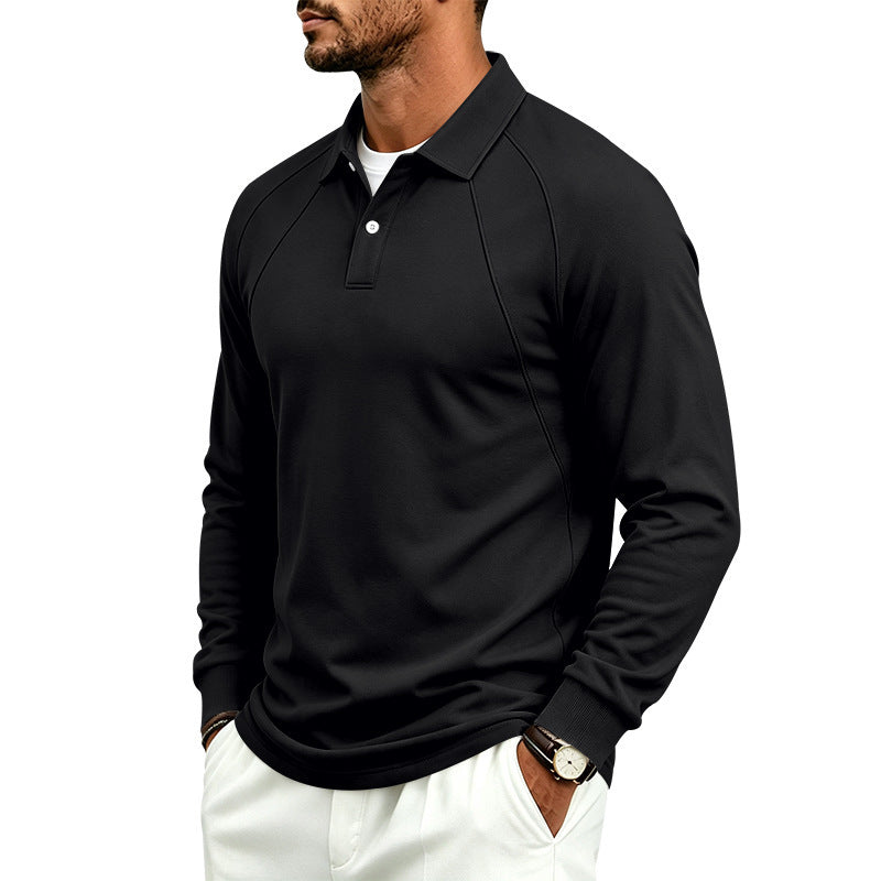 Men's long sleeve polo made of fine cotton blend with raglan seams and ribbed cuffs Mune Fashion