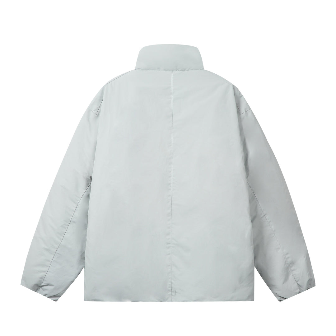 Men's short-cut windproof thermal jacket with fleece-lined stand-up collar and concealed zipper Mune Fashion
