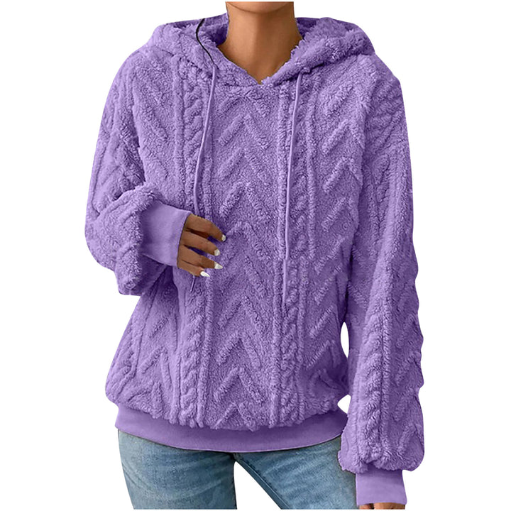 Women's hooded sweater with cable pattern, side pockets and ribbed cuffs Mune Fashion