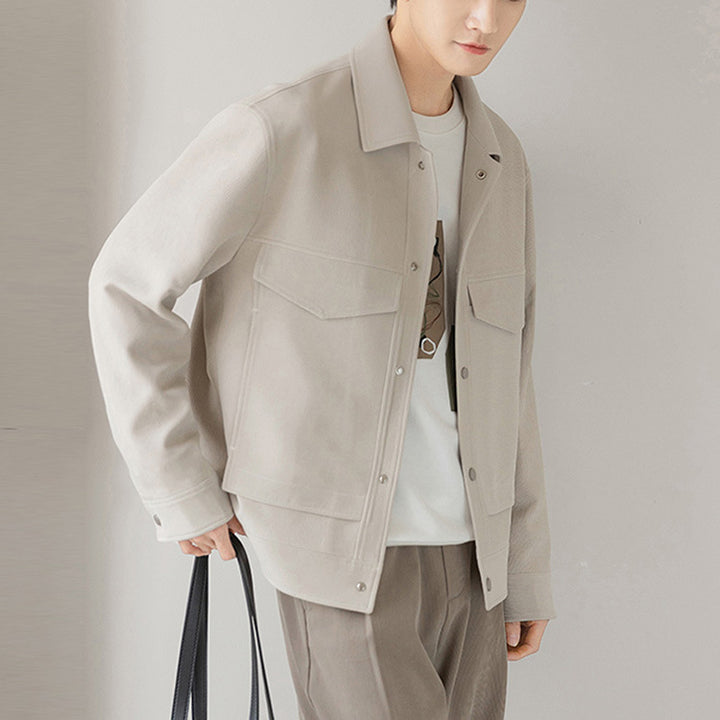 Men's Boxy Overshirt-Jacket with Snap Buttons and Patch Pockets Mune Fashion