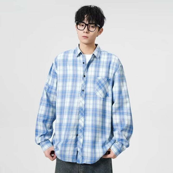 Men's Casual Checkered Blouse Mune Fashion
