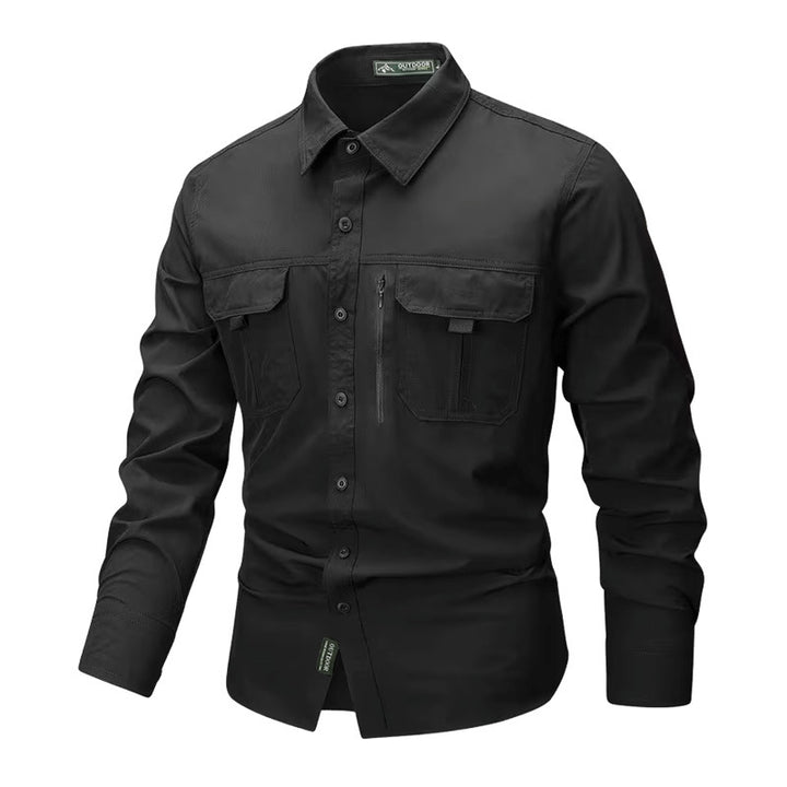 Men's robust trekking shirt with reinforced breast pockets and breathable material Mune Fashion