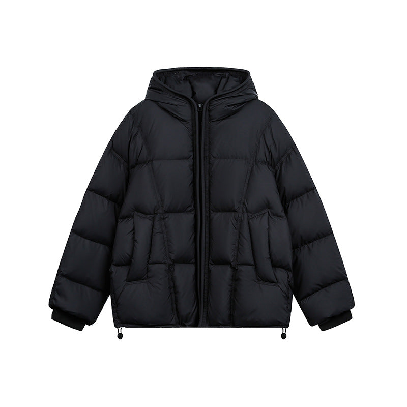 Women Short Padded Hooded Jacket with Drawstring and Zipper Mune Fashion