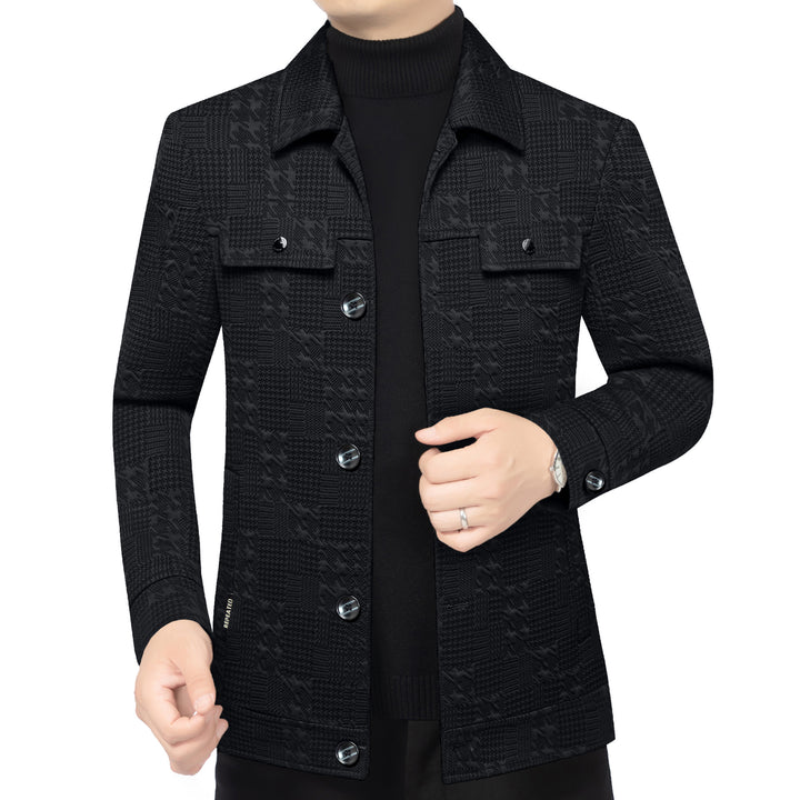 Men's Structured Overshirt in Glencheck Relief with Shirt Collar Mune Fashion