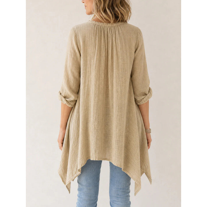 Women Casual Long Tunic with Towel Hem, Ruffled Pleats and Side Pockets Mune Fashion
