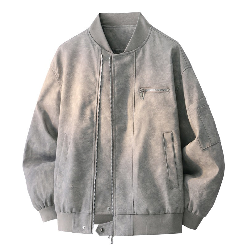 Men's Oversize Bomber Jacket in Utility Look with Arm Pocket, Ribbed Cuffs & Concealed Zipper Mune Fashion