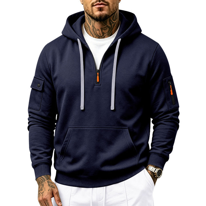 Men's Performance Hoodie with Half-Zip, Utility Arm Pockets and Kangaroo Pocket Mune Fashion