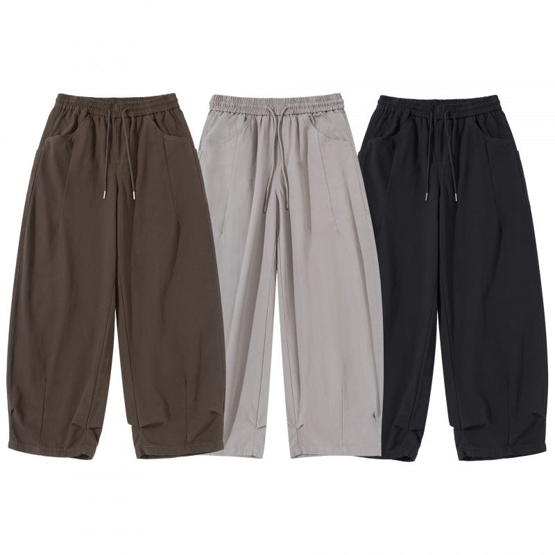Women's Wide Cropped Pants with Drawstring Waistband, Balloon Silhouette and Patch Pockets Mune Fashion