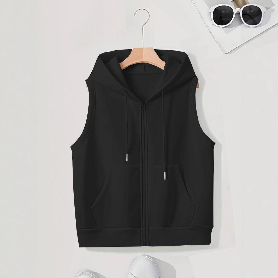 Ladies sporty hooded vest with zipper and practical pockets Mune Fashion