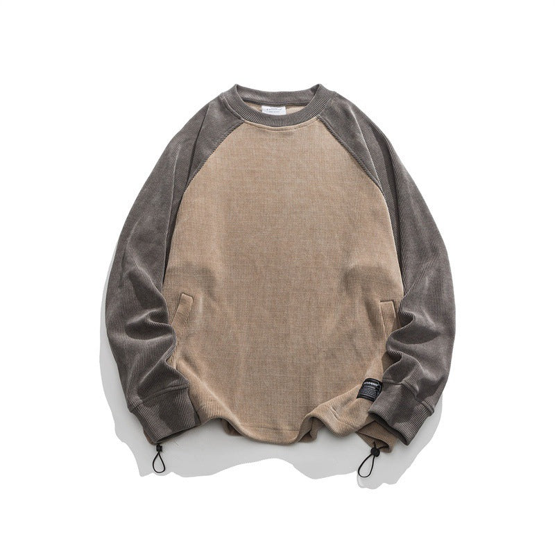 Unisex Oversize Cord Sweatshirt with Raglan Sleeves, Kangaroo Pockets and Drawstring Hem Mune Fashion