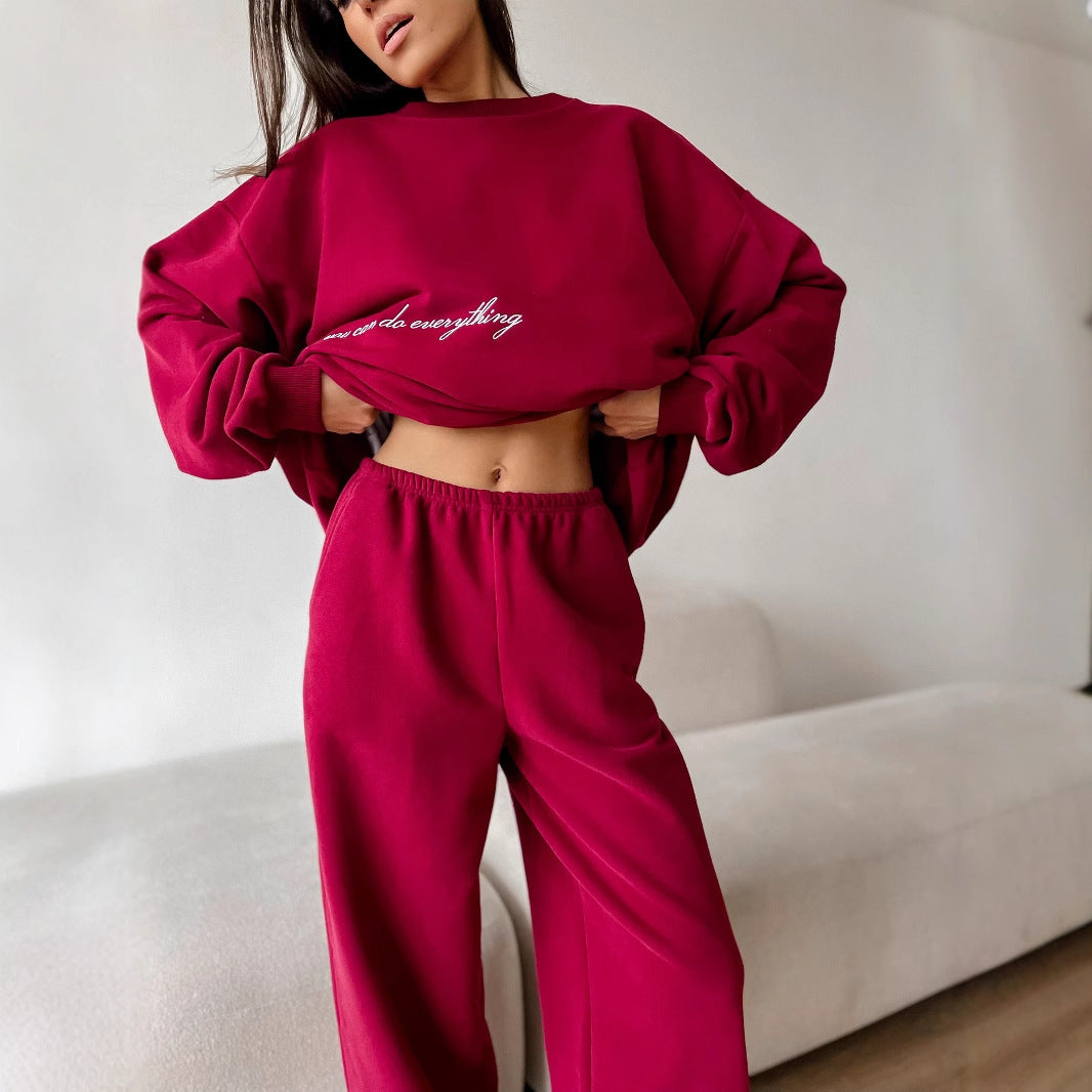 Women's Oversized Sweatshirt and high-waisted Jogging Pants Loungewear Set made of soft Cotton Fleece with elastic waistband Mune Fashion