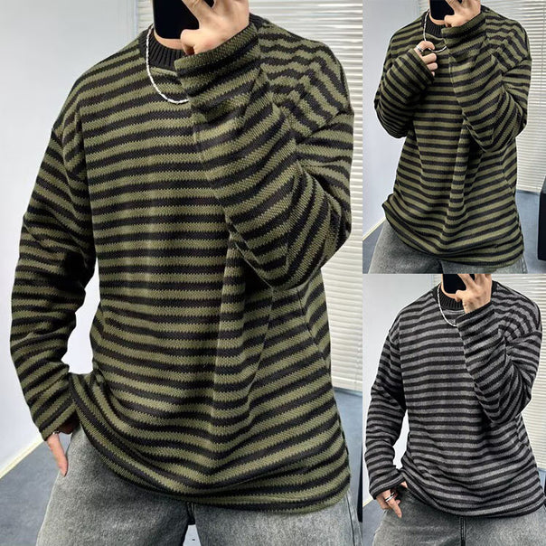 Men's Casual Knit Sweater with Stylish Striped Pattern Mune Fashion