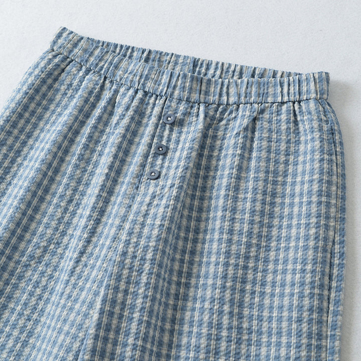 Women's wide high palazzo pants with elastic waistband and button placket Mune Fashion